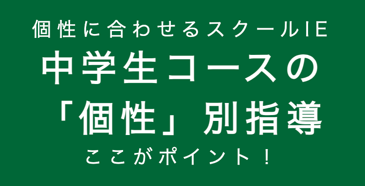 個性に合わせるスクールIE
中学生コースの
「個性」 別指導
ここがポイント!