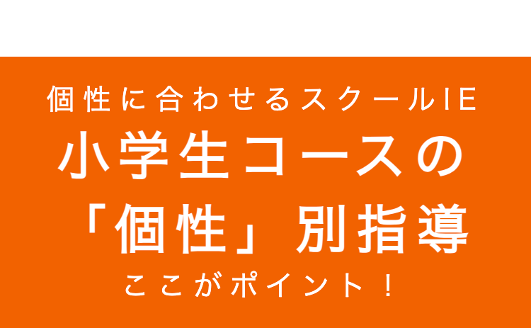 個性に合わせるスクールIE
小学生コースの
「個性」別指導
ここがポイント!